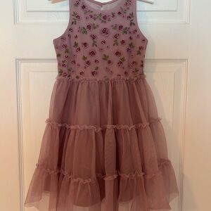 Floral Embroidered Kids Dress - Light Purple Size XS 4/5